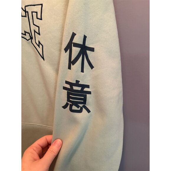 Rue 21 Men's Oversized Standard Peace Hoodie Medium Light Green Pullover - Picture 3 of 9